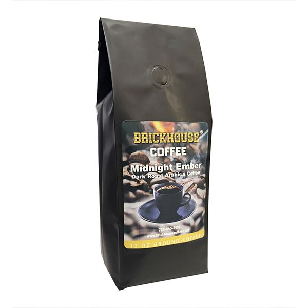  Brickhouse Coffee Midnight Ember Dark Roast, 100% Arabica Ground Coffee, Bold & Smoky Flavor, 2 X 12oz Bags