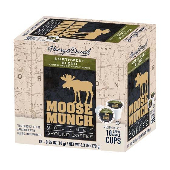  Moose Munch Northwest Blend Coffee Single Serve Cups By Harry & David 2/18 Count