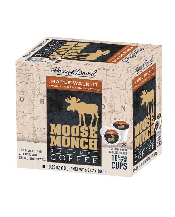  Moose Munch Single Serve Coffee By Harry & David, Maple Walnut, 4/18 Count