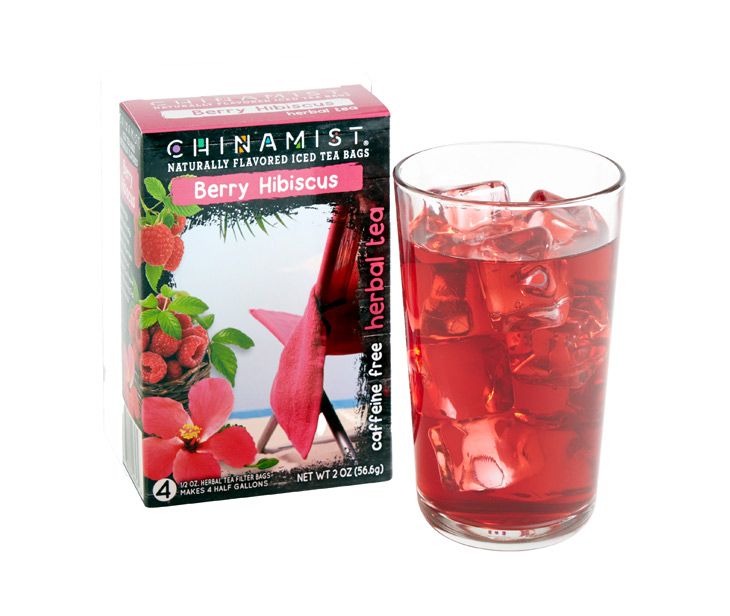  China Mist Naturally Flavored Berry Hibiscus Iced Tea Bags, 4-Count Box, 2-Pack (Each Bag Yields 1/2 Gallon)