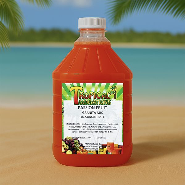  Tropical Sensations Passion Fruit Granita Slushie Mix – 6 Bottles, 64 Oz Each – Non-Alcoholic Frozen Drink Mix For Slush Machines – Bulk Case