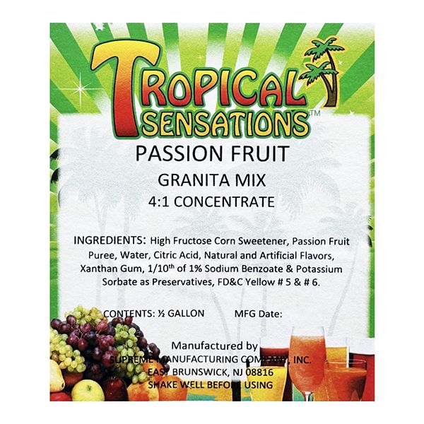 Tropical Sensations Passion Fruit Granita Slushie Mix – 64 Oz Bottle – Non-Alcoholic Frozen Drink Mix For Slush Machines