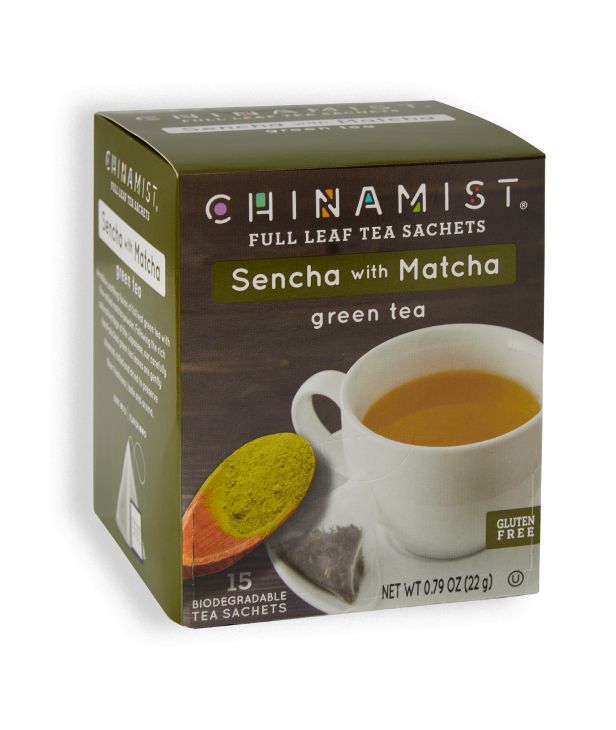  China Mist Sencha With Matcha Organic Green Full Leaf Tea Sachet, 6 Boxes 15 Count Each