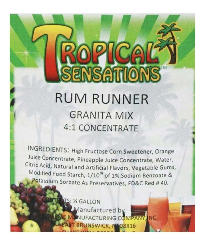  Frozen Drink Tropical Sensations Rum Runner Grantia Mix 6 Bottles, Non-Alcoholic