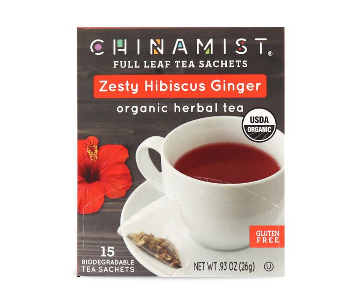  China Mist - Zesty Hibiscus Ginger Organic Black Full Leaf Tea Sachet, 2 Boxes 15 Count Each - Biodegradable And Individually Wrapped